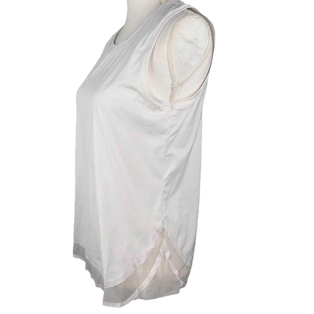 Athleta Medium White Cadence Tank Top Sheer Mesh Details‎ Activewear Athleisure - Picture 2 of 10